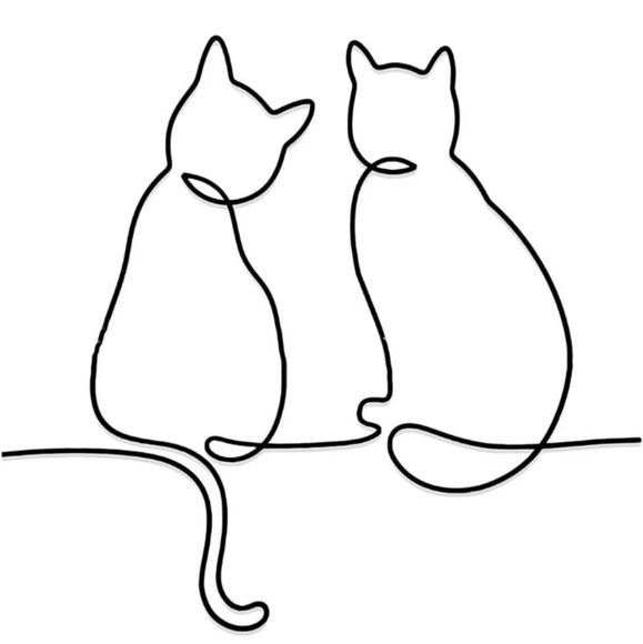 Black Metal Kitties Wall Decor Line Art Cat Lady Gift Kitty Lover Friends New